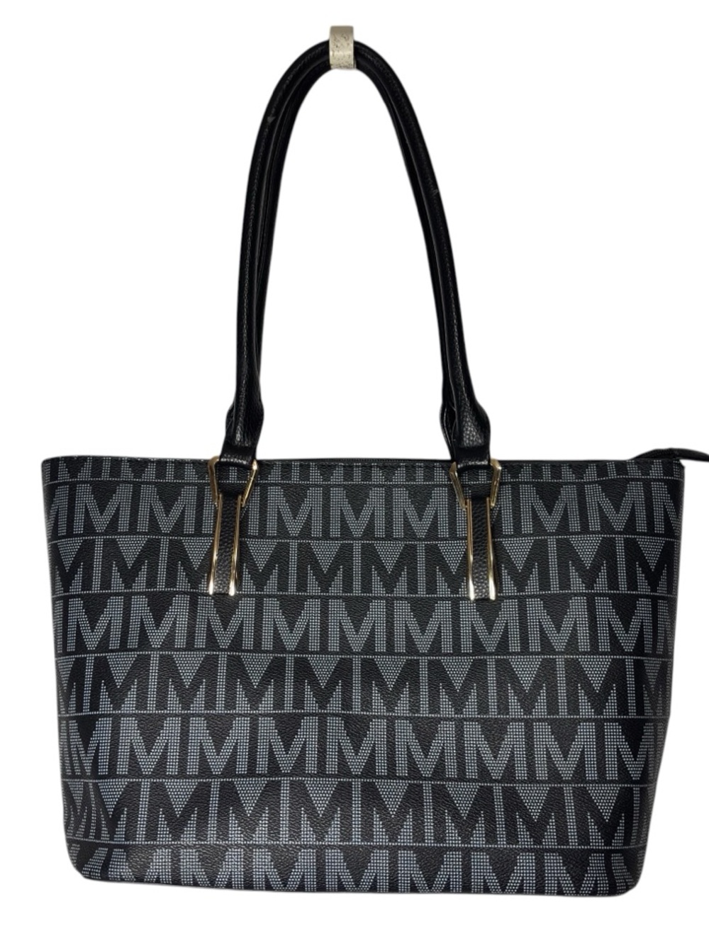MKF Collection Marimar M Signature Tote by Mia K Tote Bag Zips Closed Blk & Wht